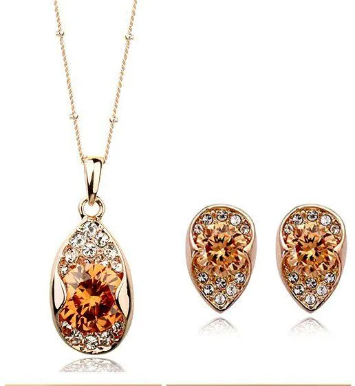 18K Gold Plated Austrian Crystal Water - Jewelry Set - MA-235