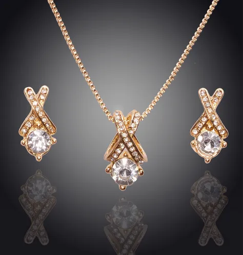18K Gold Plated Austrian Crystal X Jewelry - MA-231