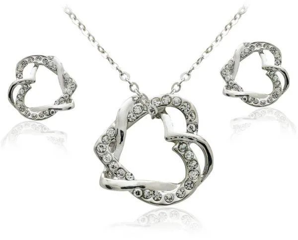 18K Platinum Plated Austrian Crystal Heart -Jewelry Set - MA-234