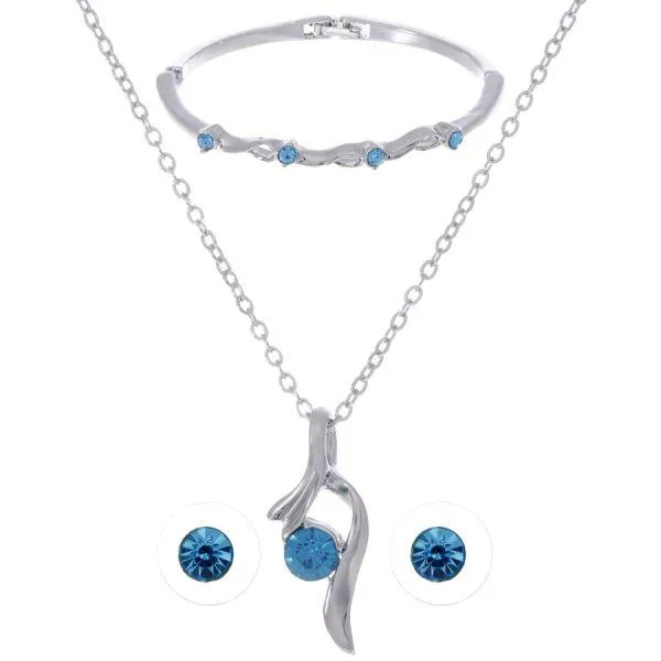 18K White Gold Plated Austrian Crystal Jewelry Set - MA-221