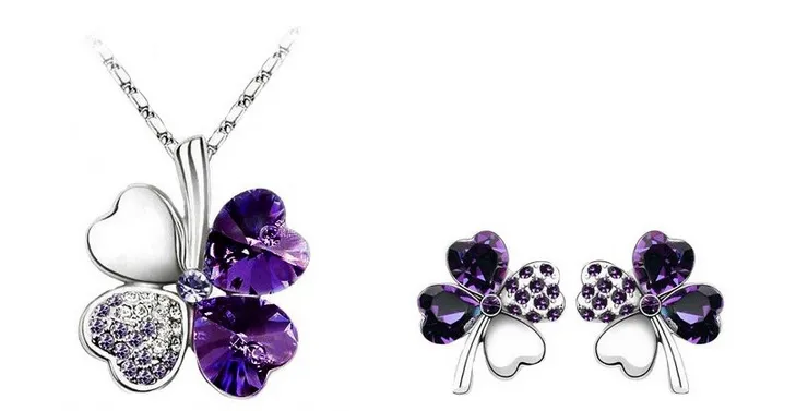 18K White Gold Plated Clover Jewelry Set - MA-247