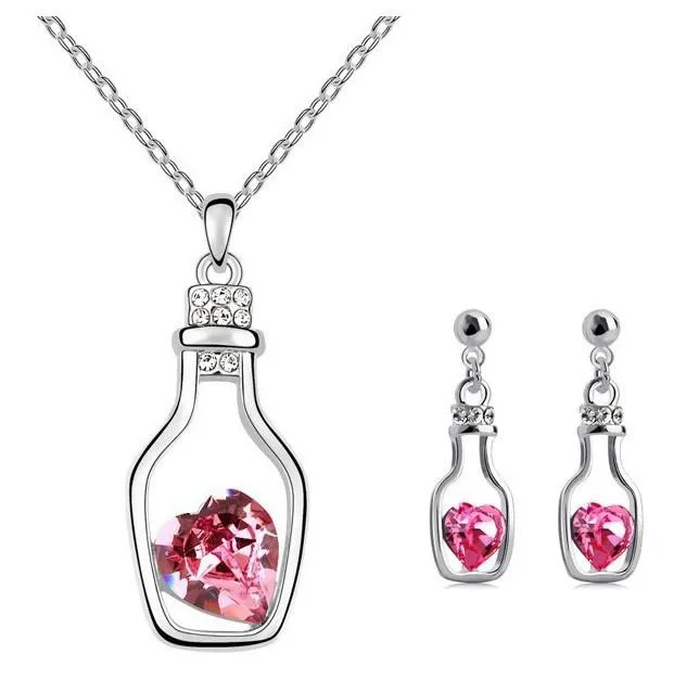 18K White Gold Plated Fashion Drift Bottle - Jewelry Set - MA-207