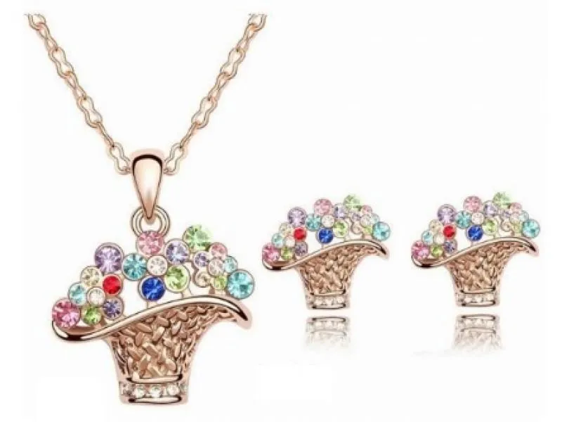 18K White Gold Plated Flower Basket - MA-212