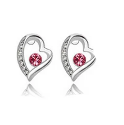 18K White Gold Plated Heart Austrian - Crystal Jewelry Set - MA-217