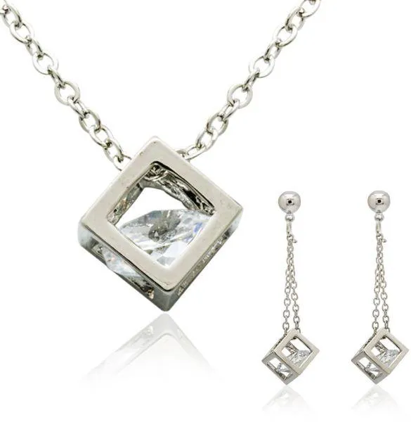 18K White Gold Plated Swarovski Elements - Set - MA-260
