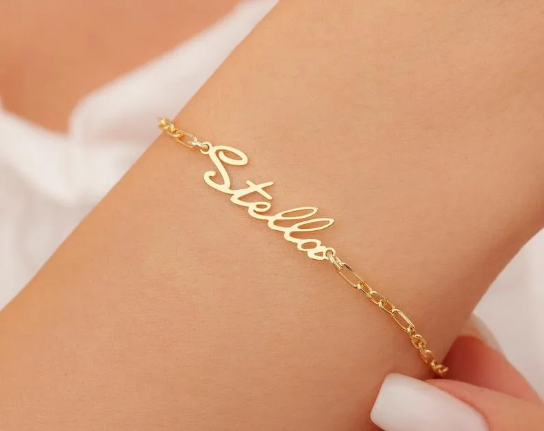 925 Silver Name Bracelet with Desired Name, Dainty Name Bracelet