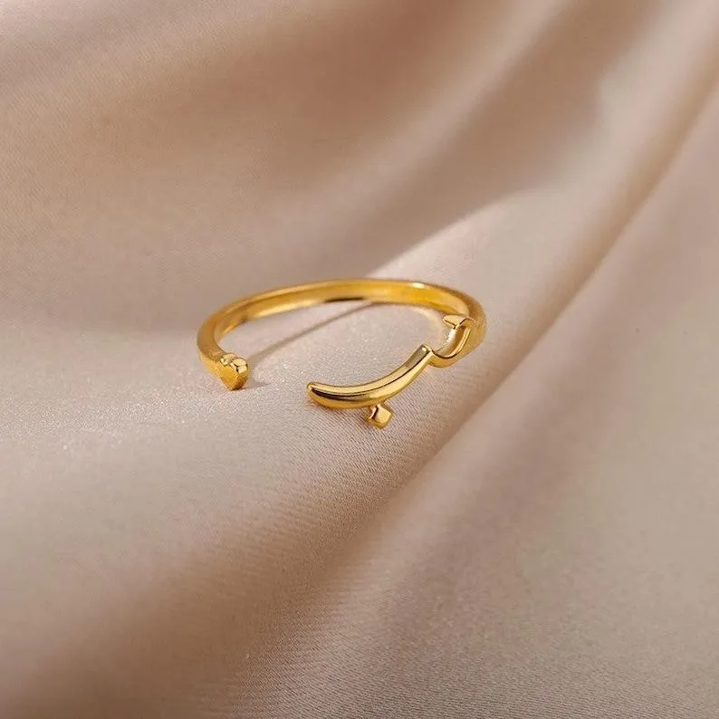 Arabic Love Ring,Hub Ring,Gold Plated