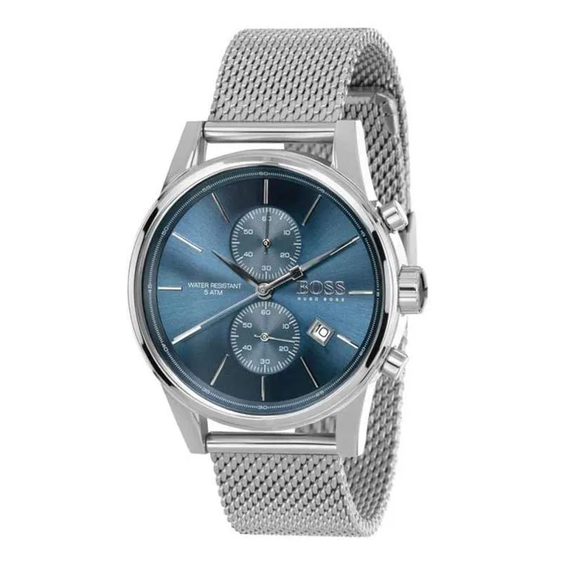 BOSS Men's Jet Quartz Stainless Steel and Mesh Bracelet Casual Watch, Color: Silver