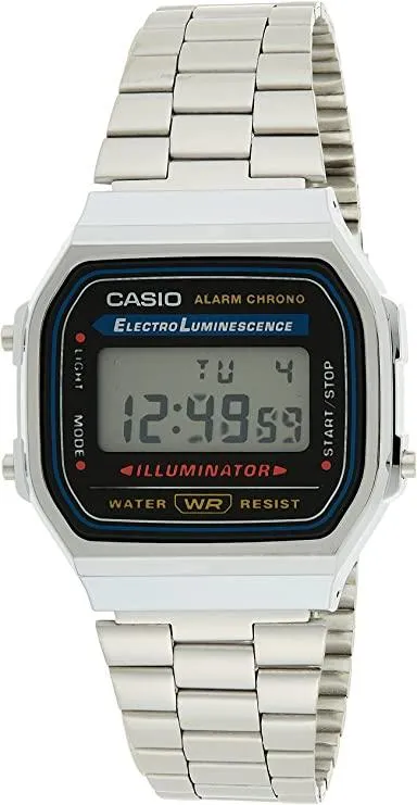 Casio A168WA-1WDF (CN) Mens Sports Digital Watch Silver