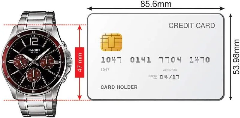 Casio Analog Black Dial Men's Watch-MTP-1374HD-5AVIF (A1647), Silver-Multi-Dial, 47-10.4mm, Chain