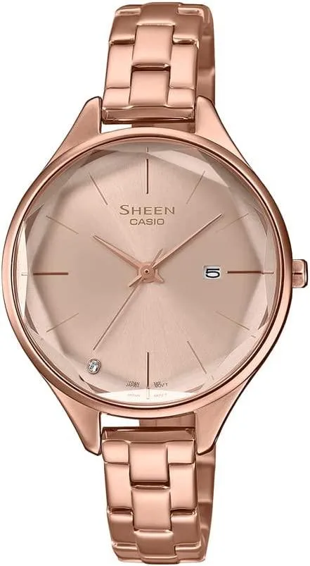 Casio Analog Rose Gold Dial Women's Watch-SHE-4062PG-4AUDF, Rose Gold, bracelet