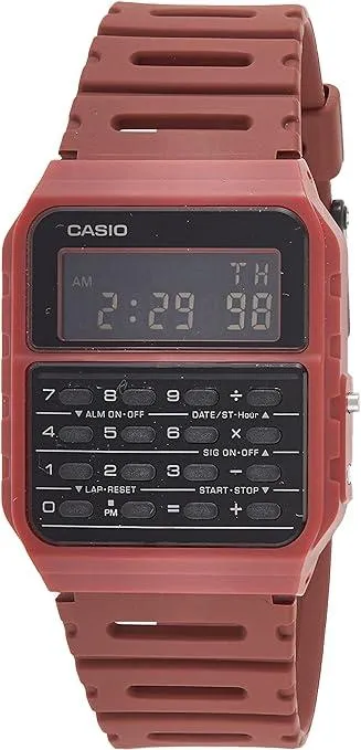 Casio CA-53WF-4B Calculator Red Digital Mens Watch