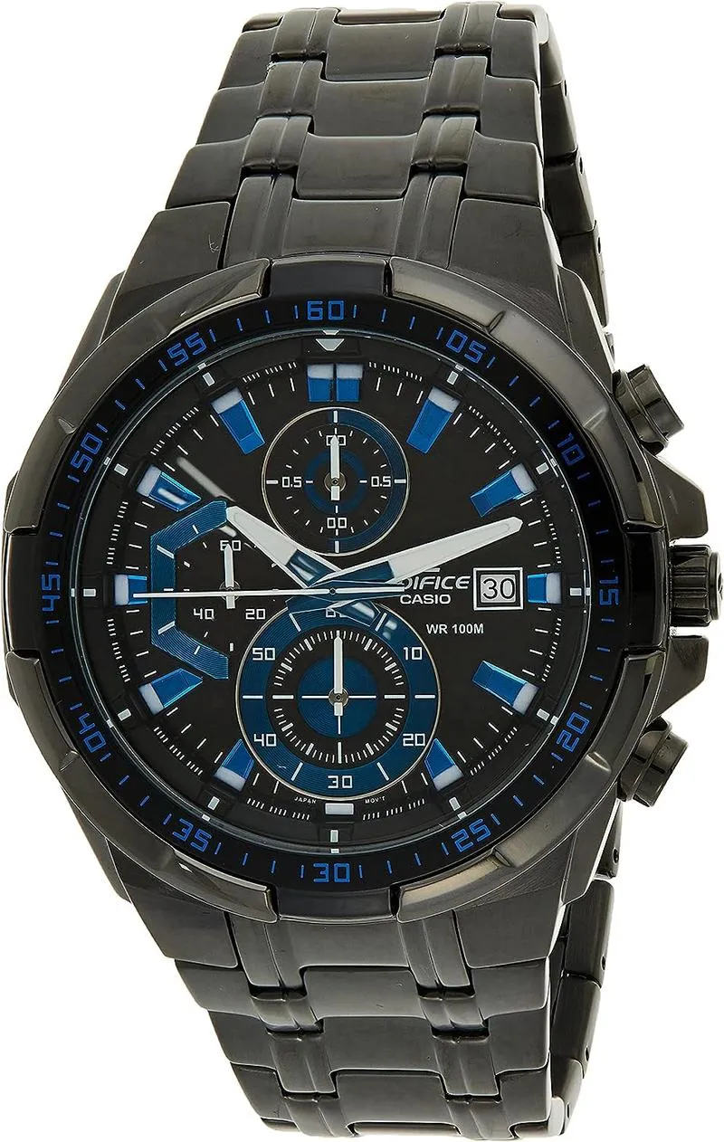 Casio EdifICE Men Black Dial Ion Plated Stainless Steel Watch
