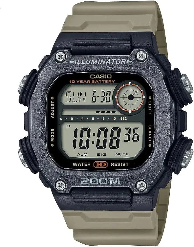 Casio Men Watch Digital Easy-Read Wide LCD Brown Strap