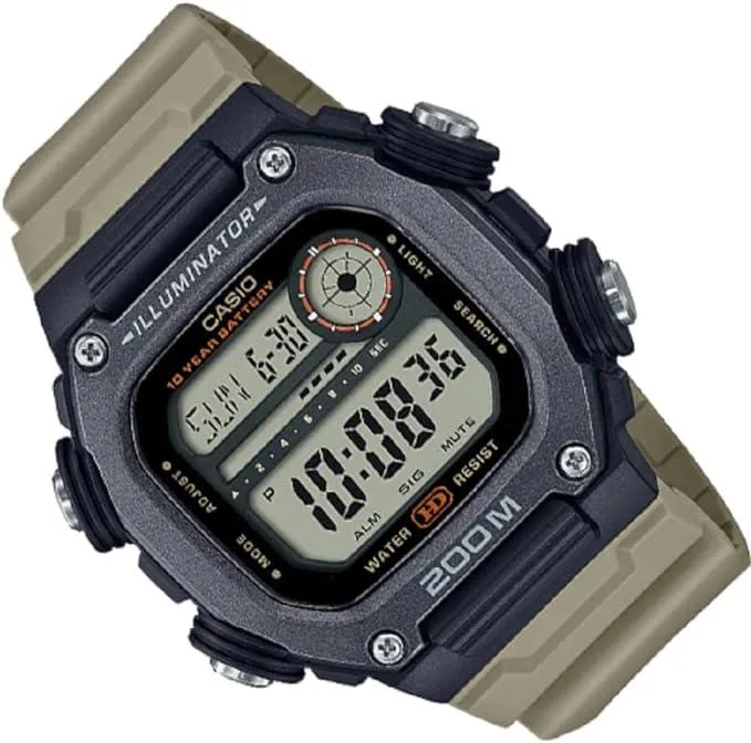 Casio Men Watch Digital Easy-Read Wide LCD Brown Strap