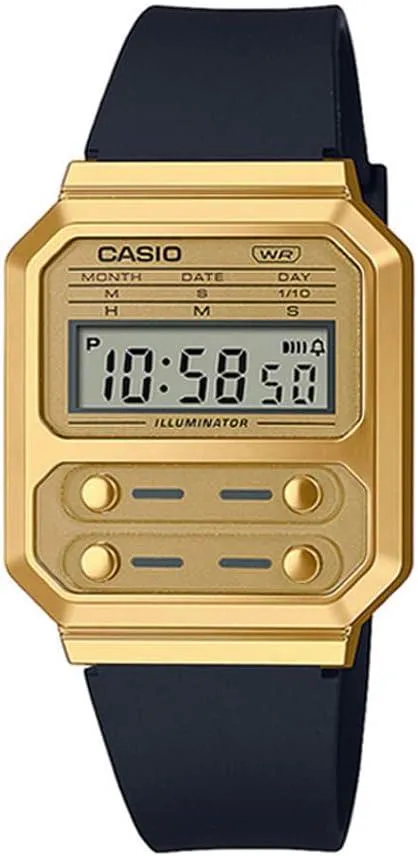 Casio Stainless Steel Digital WATCH, Gold/Black, strap