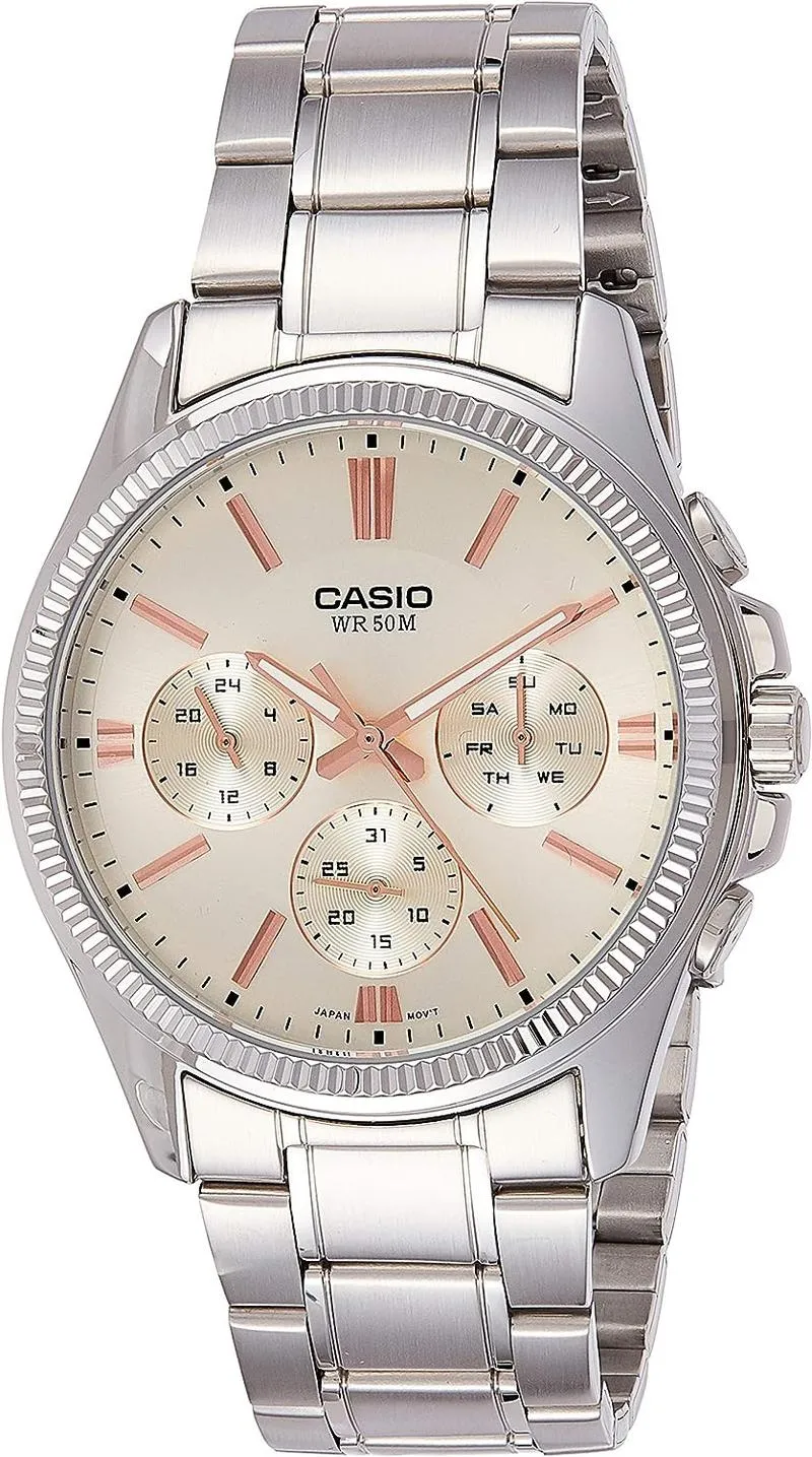 Casio WATCH For Men Quartz , Analog Display and Stainless Steel Strap MTP-1375D-7A2