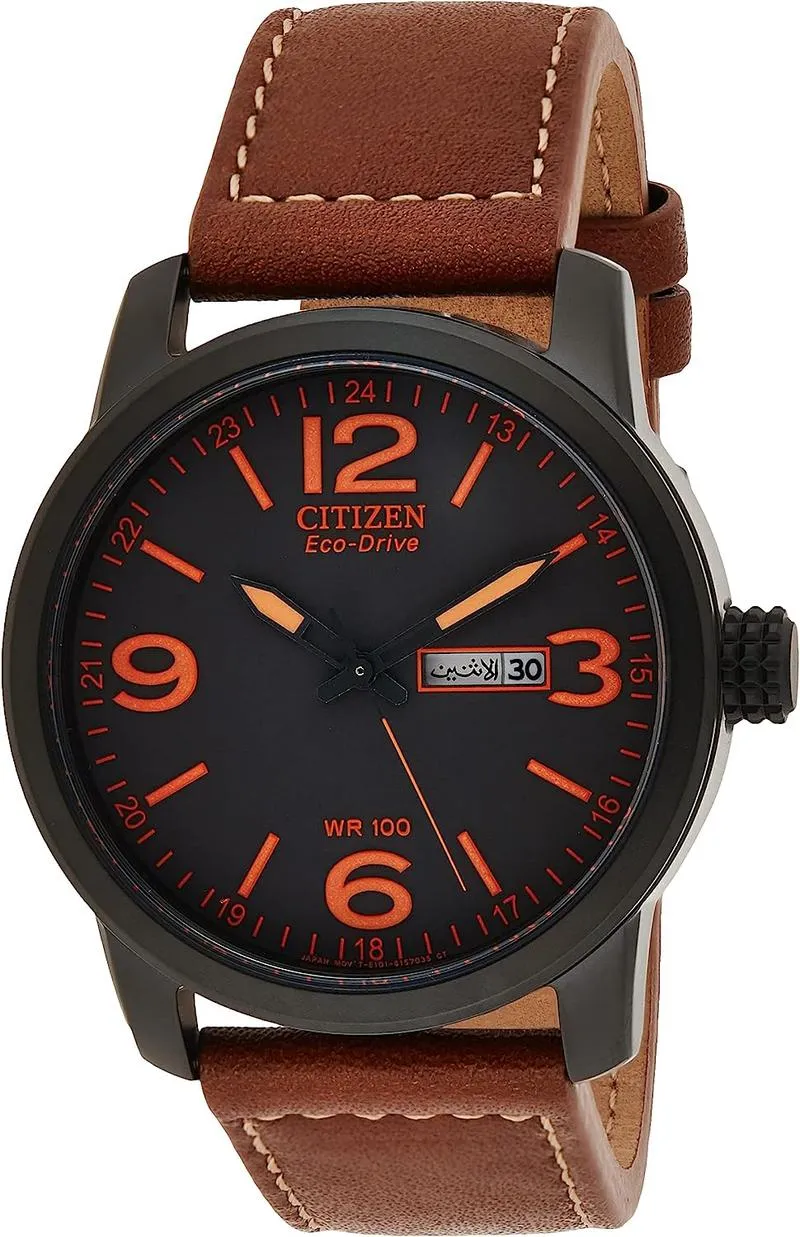 Citizen Mens Solar Powered Watch, Analog Display And Leather Strap - Bm8475-26E One Size