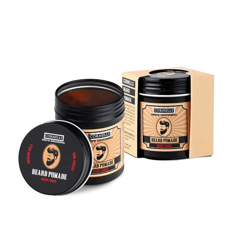 Cornells Mens Beard Pomade Woody Amber Medium Hold 100g