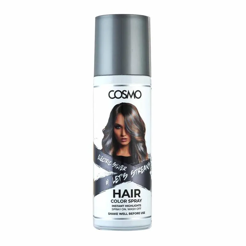 Cosmo Temporary Hair Colour Spray Electic Silver 100ML