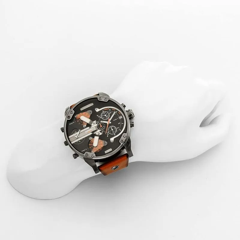 Diesel Mens DZ7332 Mr Daddy 2.0 Gunmetal Brown Leather Watch