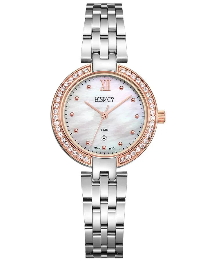 ECSTACY WoMens Analog White MOP Dial Watch