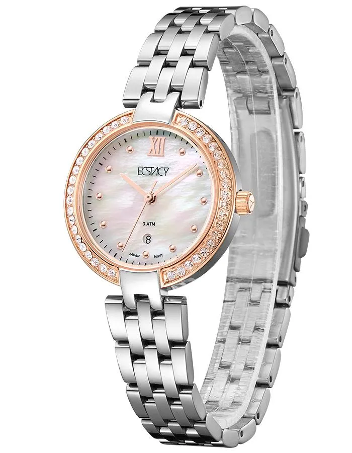 ECSTACY WoMens Analog White MOP Dial Watch