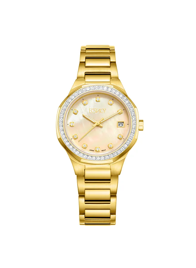 ECSTACY Women's Analog Champagne MOP Dial Watch - E23511-GBGMC