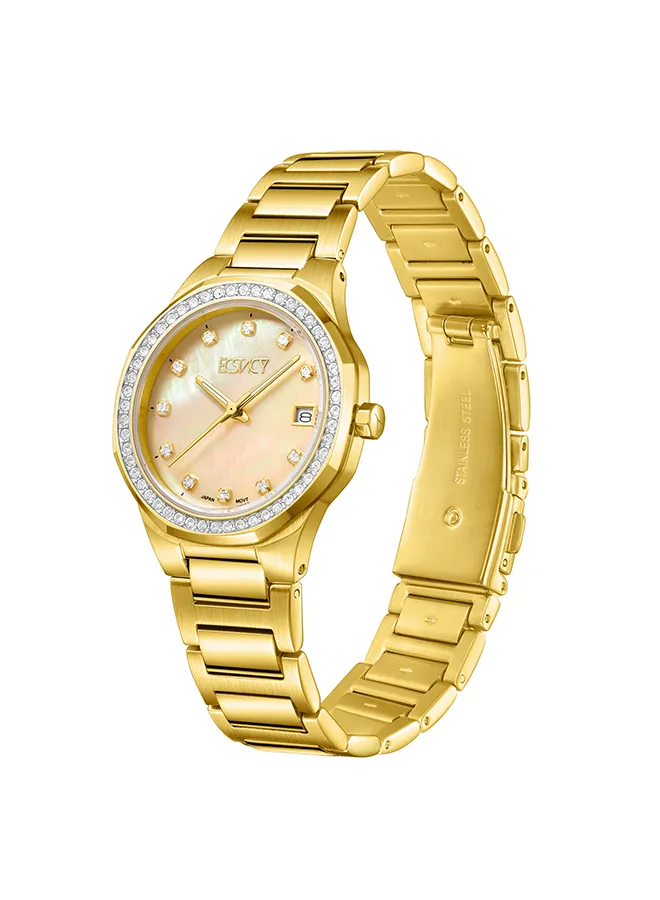 ECSTACY Women's Analog Champagne MOP Dial Watch - E23511-GBGMC