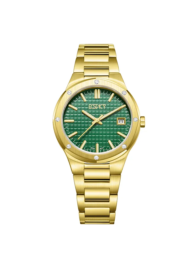 ECSTACY Women's Analog Gold Dial Watch - E23509-GBGG