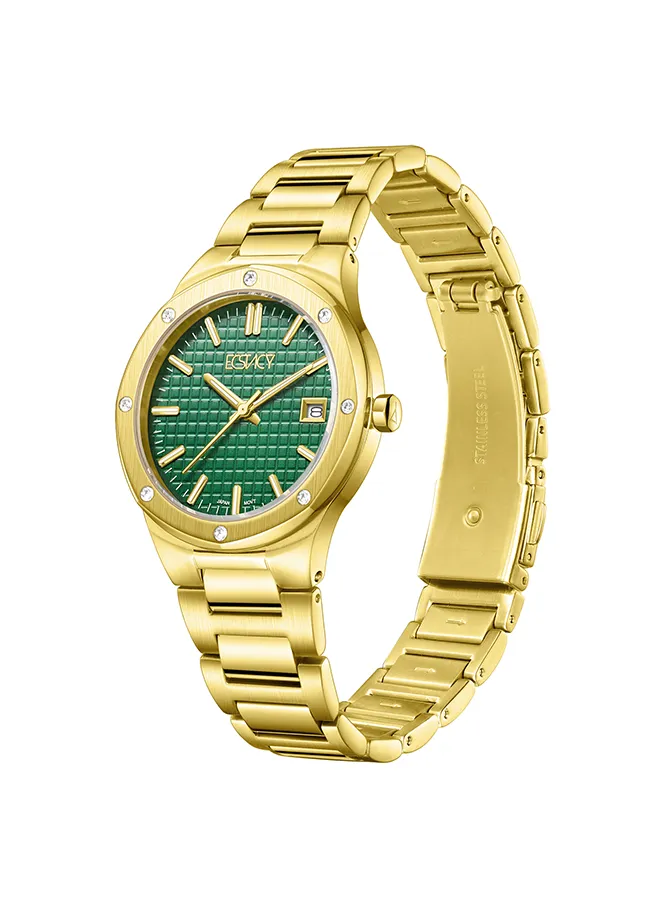 ECSTACY Women's Analog Gold Dial Watch - E23509-GBGG