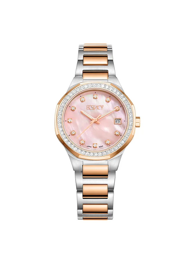 ECSTACY Women's Analog Pink MOP Dial Watch - E23511-KBKMP