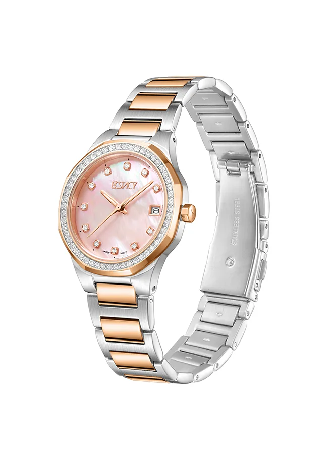 ECSTACY Women's Analog Pink MOP Dial Watch - E23511-KBKMP
