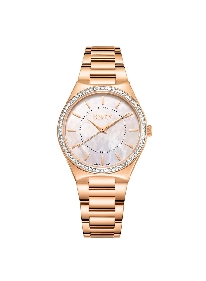 ECSTACY Women's Analog Rose Gold MOP Dial Watch - E23507-RBKMK