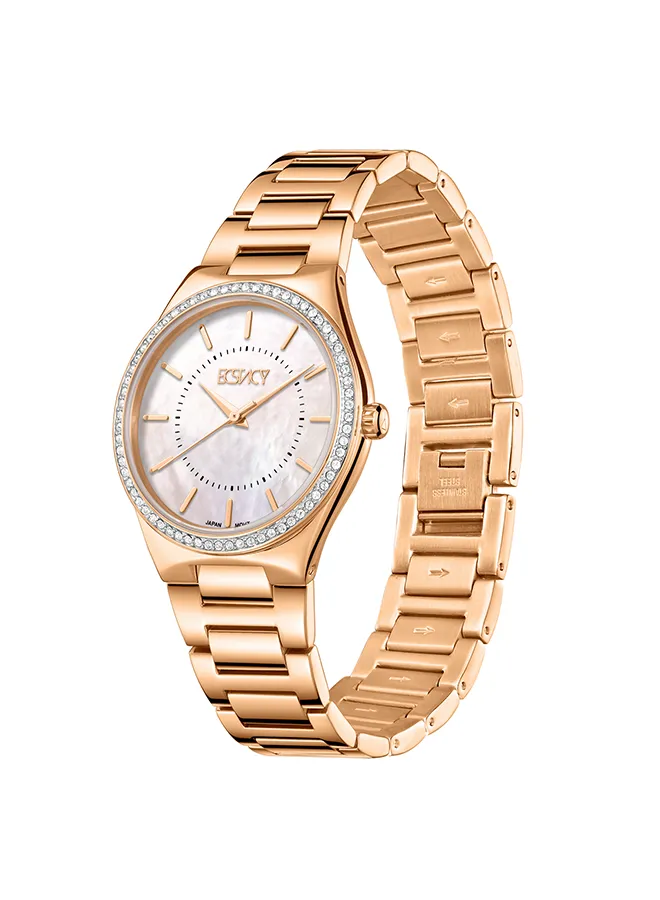 ECSTACY Women's Analog Rose Gold MOP Dial Watch - E23507-RBKMK