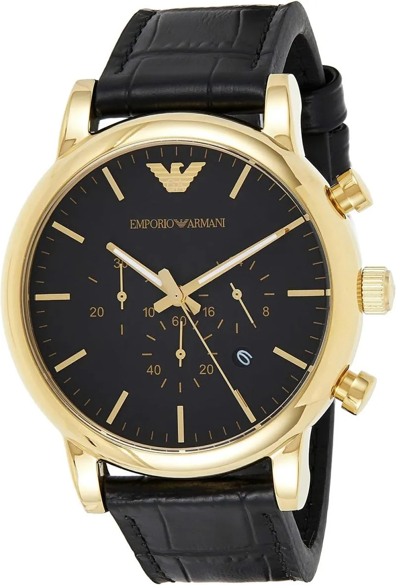 Emporio Armani Mens AR1917 Dress Black Leather Watch