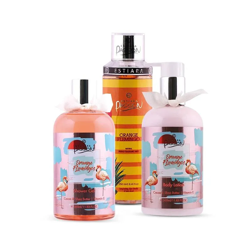 Estiara Passion Orange Flamingo Bath & Body 3Pcs Set