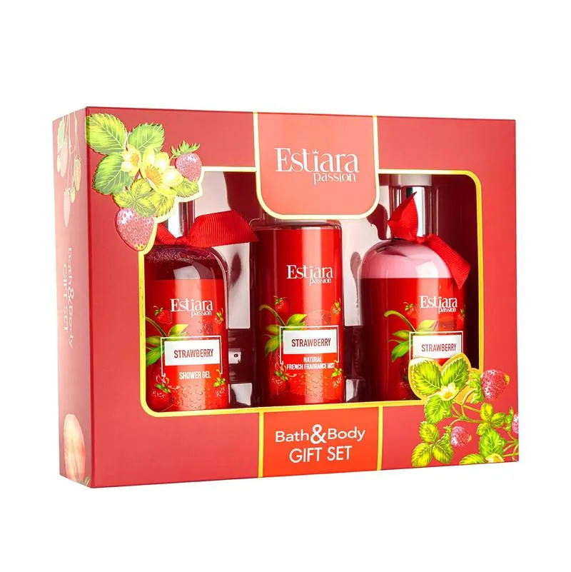 Estiara Passion Strawberry Bath & Body Red 3Pcs Set