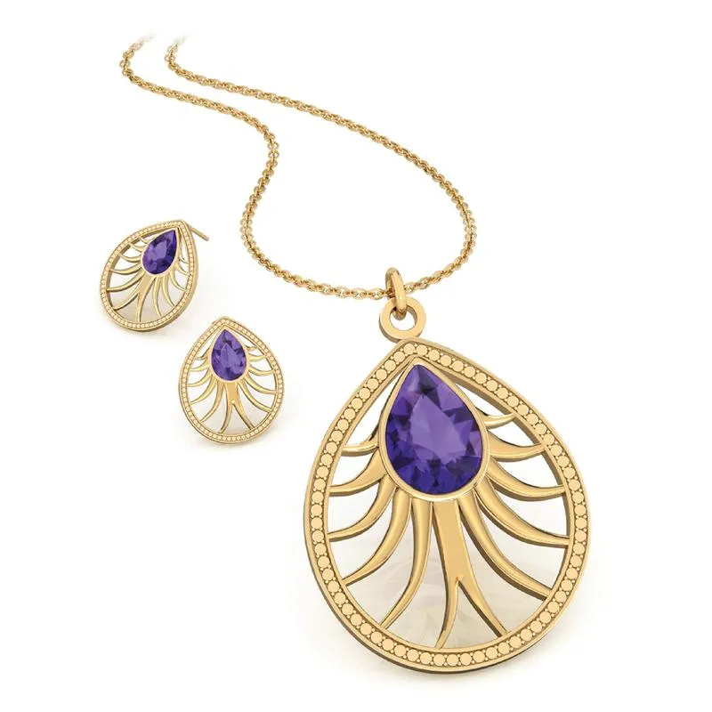 FIERRO  18K Gold Plated Teardrop Jewelry Set