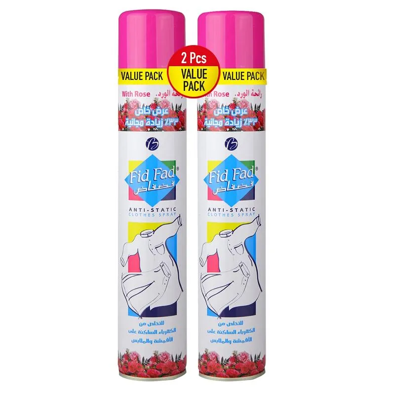 Fid Fad Anti Static Rose Scent Clothes Spray 2Pcs×300ML Set