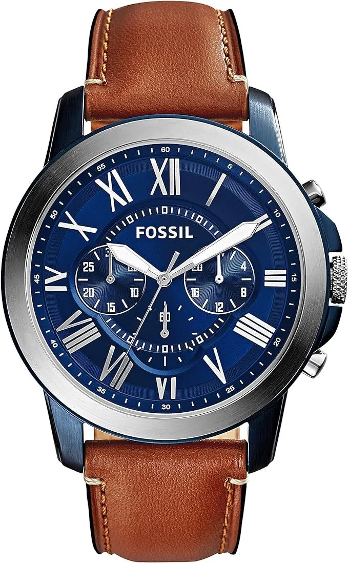 Fossil Leather Mens Quartz Watch