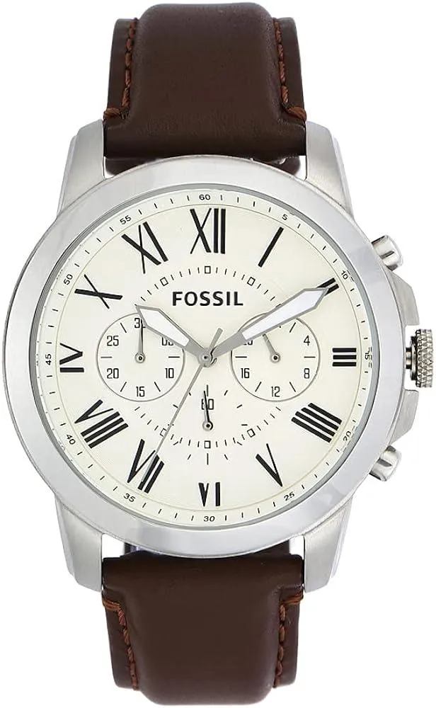 Fossil Leather Mens Quartz Watch FS4735