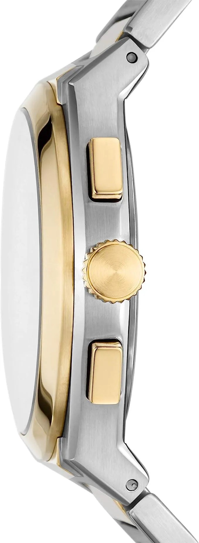 Fossil Mens Everett Stainless Steel Dress Quartz Chronograph Watch, Silver/Gold, Chronograph