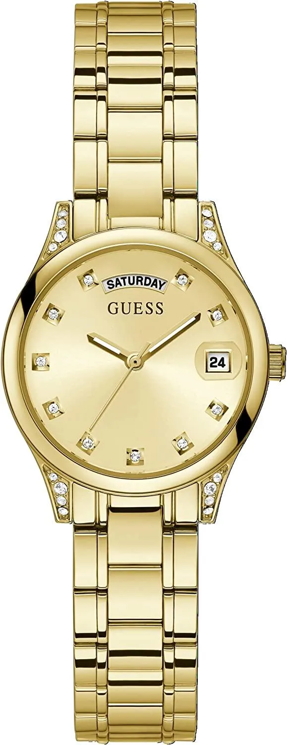 GUESS Ladies Dress Crystal 31mm Watch, Gold-Tone