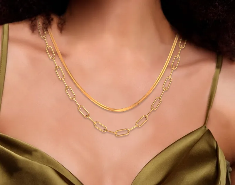 Gold Plated Double Layered Necklace