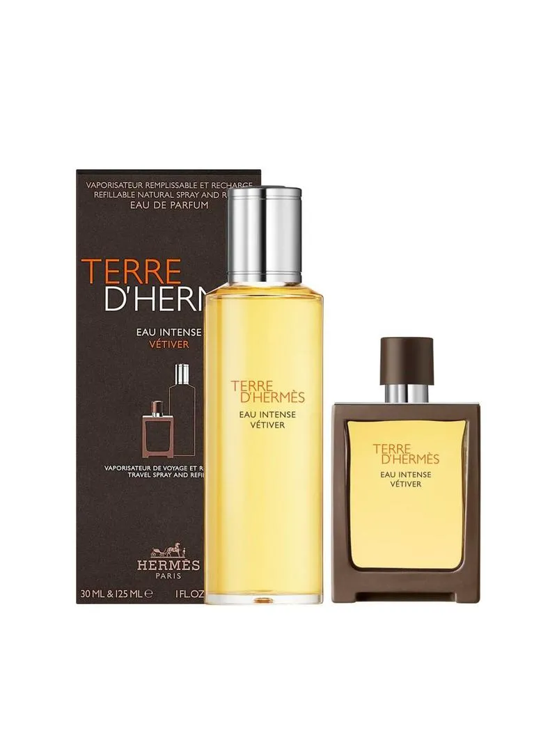 Hermes Terre D'Hermes Eau Intense Vetiver Travel Spray and Refill EDP For Men 125 ML Set
