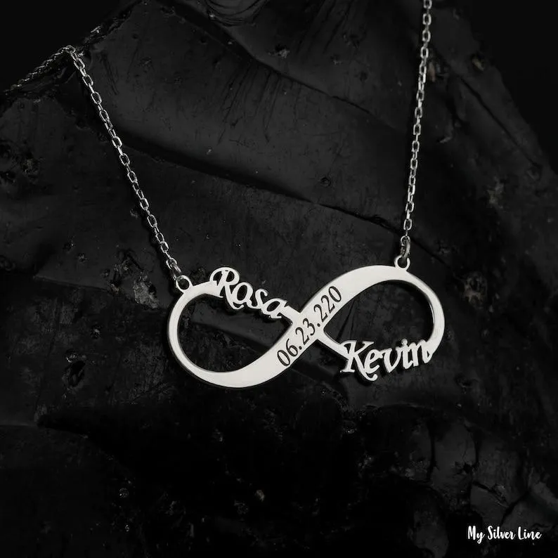 Infinity Name Necklace, Personalized Infinity Necklace in Sterling Silver