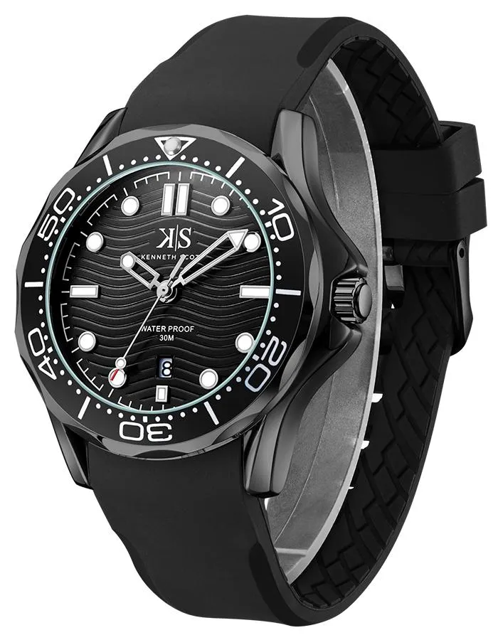 Kenneth Scott Men's Black Dial Analog Watch - K22009-BSBB