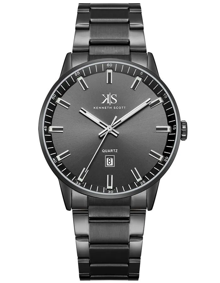 Kenneth Scott Men's Black Dial Analog Watch - K22010-BBBB