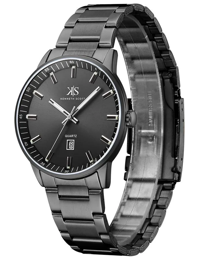 Kenneth Scott Men's Black Dial Analog Watch - K22010-BBBB